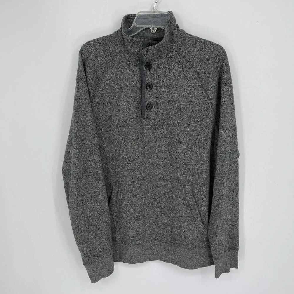 Banana Republic Men's Gray Henley Mock Neck Button Pullover Sweater Size L Tall